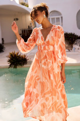 Palm Perfect Midi Dress - Orange Multi | Sage and Paige AUS.