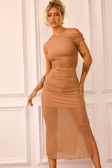 Stellar Midi Skirt - Camel | Sage and Paige AUS.