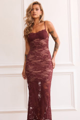 Feel It Still Lace Midi Dress - Wine | Sage and Paige AUS. Feel It Still Lace Midi Dress - Wine | Sage and Paige AUS.
