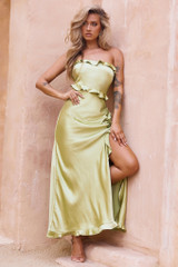 Frill All Up Maxi Dress - Olive | Sage and Paige AUS.