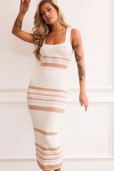 New Flow Knit Midi Dress - Beige | Sage and Paige AUS.