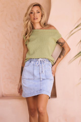 Now Or Never Denim Skirt - Washed Blue | Sage and Paige AUS.