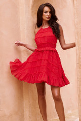 Precious Ruffle Mini Dress - Red | Sage and Paige AUS. Precious Ruffle Mini Dress - Red | Sage and Paige AUS.
