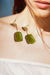 Verdant Whispers Earrings - Olive
