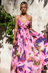 Paradise Bloom Woven Maxi Dress - Purple Multi