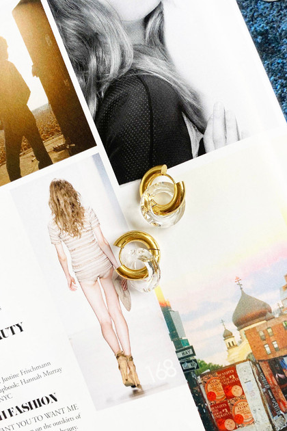 Push Send Earrings - Gold Clear | Sage and Paige AUS.