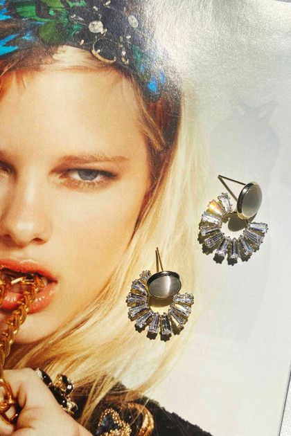 Moon Song Earrings - Gold Clear | Sage and Paige AUS. Moon Song Earrings - Gold Clear | Sage and Paige AUS.
