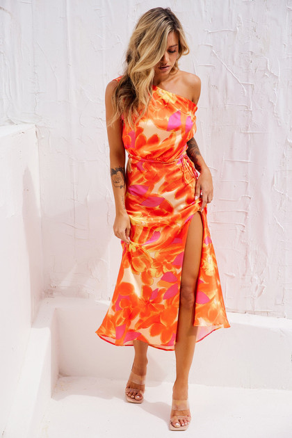 Drive By Midi Dress - Tangerine | Sage and Paige AUS.