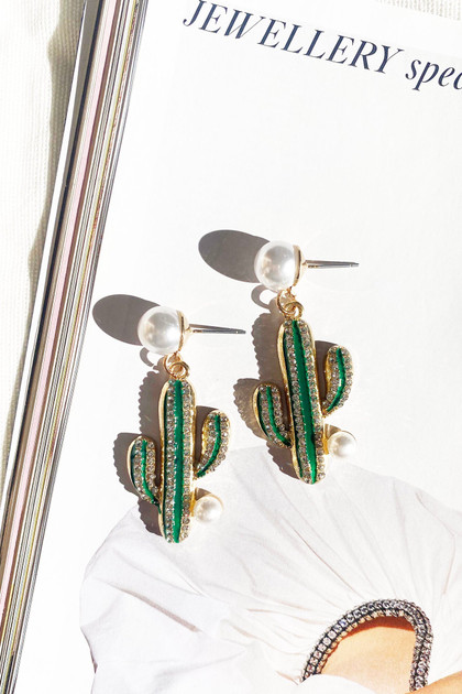 Cactus Club Earrings - Green | Sage and Paige AUS.