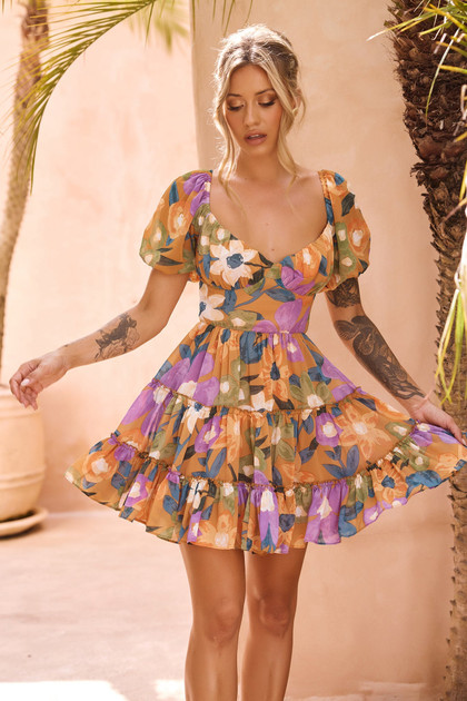 Valentina Mini Dress - Orange | Sage and Paige AUS. Valentina Mini Dress - Orange | Sage and Paige AUS.