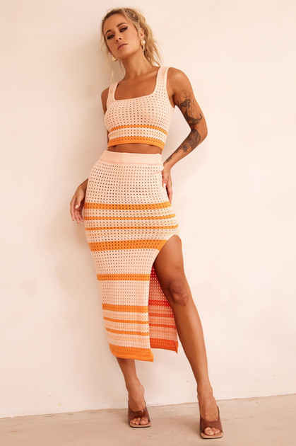 In The Groove Midi Skirt - Orange | Sage and Paige AUS. In The Groove Midi Skirt - Orange | Sage and Paige AUS.