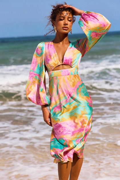 Young And In Love Midi Dress - Pink Multi | Sage and Paige AUS.
