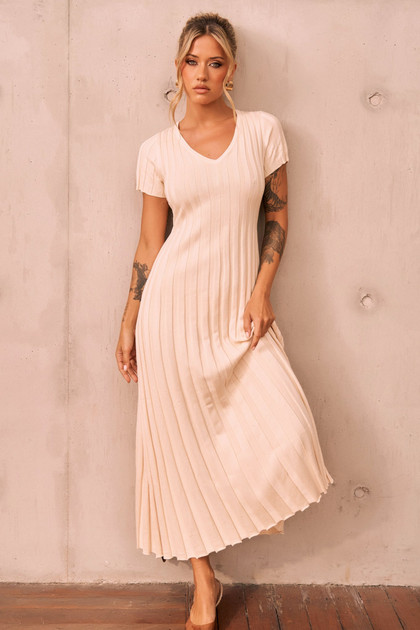 She Made Me Knit Maxi Dress - Beige | Sage and Paige AUS.