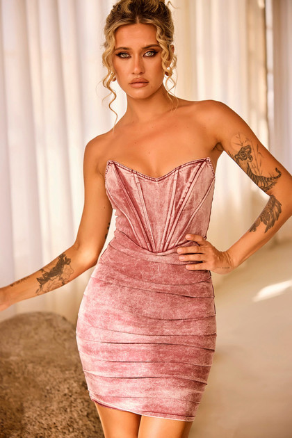 Elsie Denim Mini Dress - Maroon | Sage and Paige AUS.