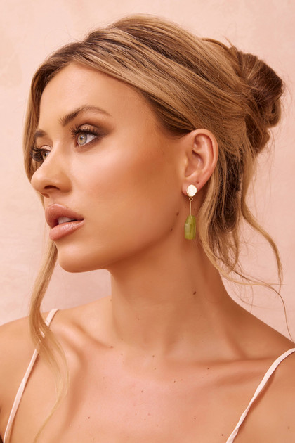 Verdant Whispers Earrings - Olive