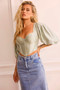 Inner Power Satin Top - Pistachio | Sage and Paige AUS.