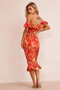 Fireball Midi Dress - Red Multi | Sage and Paige AUS.