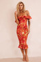Fireball Midi Dress - Red Multi | Sage and Paige AUS.