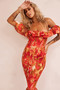 Fireball Midi Dress - Red Multi | Sage and Paige AUS.