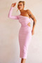 Sheer Glow Midi Dress - Pink | Sage and Paige AUS.