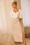 Classic Movement Midi Skirt - Beige | Sage and Paige AUS.