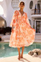 Palm Perfect Midi Dress - Orange Multi | Sage and Paige AUS.