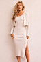 Rosemary Knit Midi Dress Set - Beige