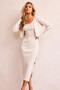 Rosemary Knit Midi Dress Set - Beige