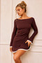 Geel Reed Knit Mini Dress - Chocolate | Sage and Paige AUS.