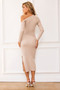 Lacy Knit Midi Dress - Beige | Sage and Paige AUS.