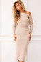 Lacy Knit Midi Dress - Beige | Sage and Paige AUS.
