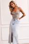 Gianni Denim Midi Skirt - Washed Blue | Sage and Paige AUS.