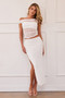 Tropical Beat Lace Midi Skirt - White