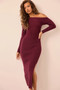 Lacy Knit Midi Dress - Plum