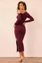 Lacy Knit Midi Dress - Plum