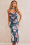 Midnight Bloom Mesh Maxi Dress - Green Multi