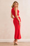 Riviera Rose Knit Midi Skirt - Red