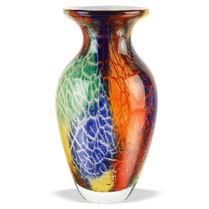 Cool Firestorm Colorful Murano Style Mouth Blown Art Glass 10" Vase