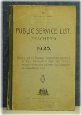 New South Wales Public Service List (Teachers) 1925 - EBOOK