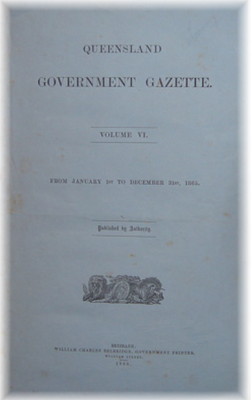 Queensland Government Gazette 1865 - EBOOK
