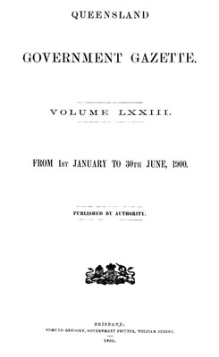 Queensland Government Gazette 1900 - EBOOK