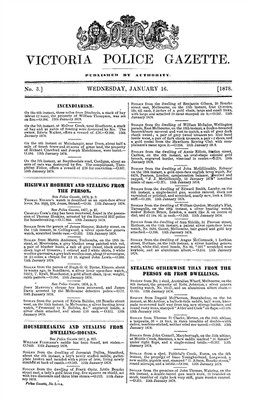 Victoria Police Gazette 1878 - EBOOK