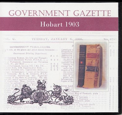Hobart Government Gazette 1903 - CD second - SOLD OUT