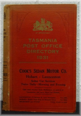 Tasmania Post Office Directory 1931 (Wise) - original 1931 edition
