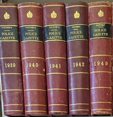 Victoria Police Gazette 1940 - original bound volume
