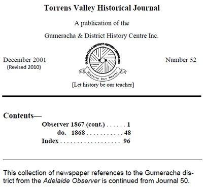Torrens Valley Historical Journal No. 52 - EBOOK