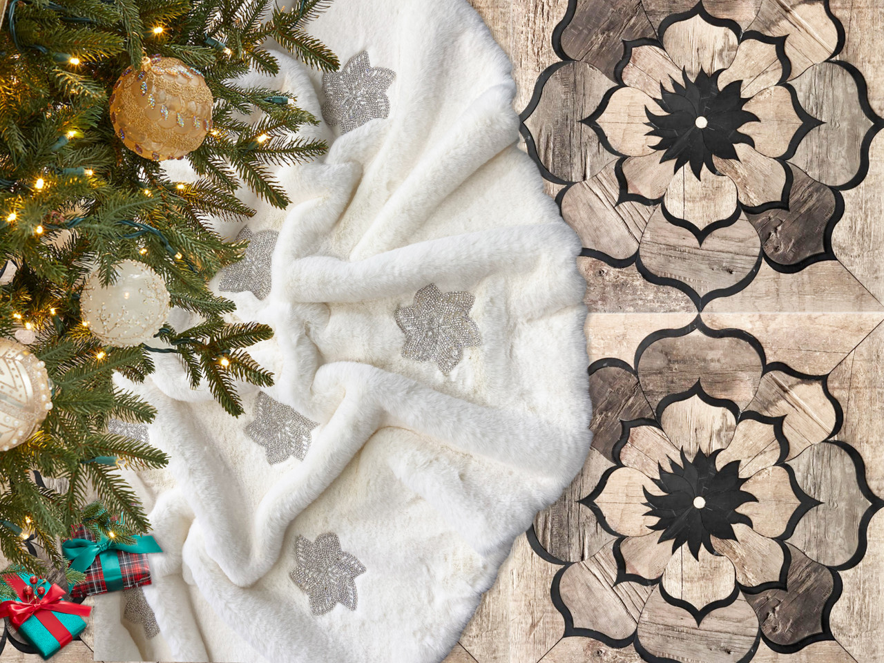 Faux fur christmas tree skirt deals