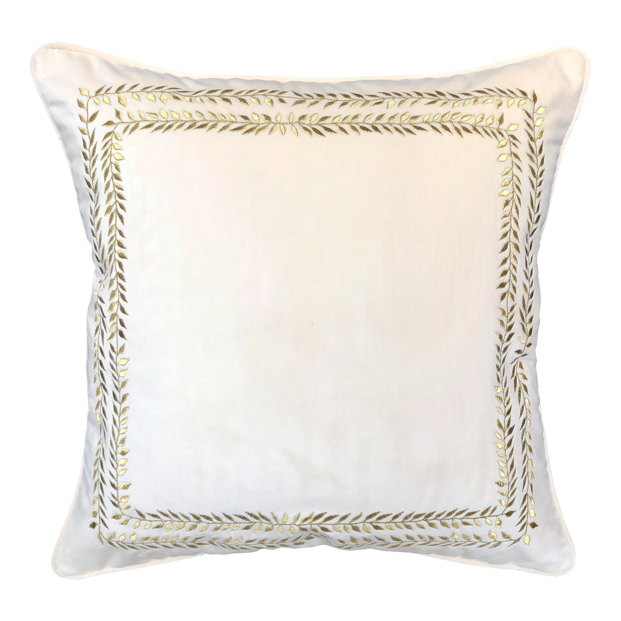 Fabric Pillow with Gold Leaves Design