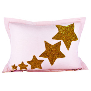 Hand Beaded Lumbar Pillow in Gold and Pink
