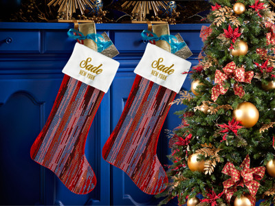 best Christmas Stockings Enjoy Free Shipping, Rainbow Rhinestones Red Velvet Stockings